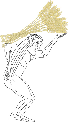 Atlas carrying sheaves of wheat